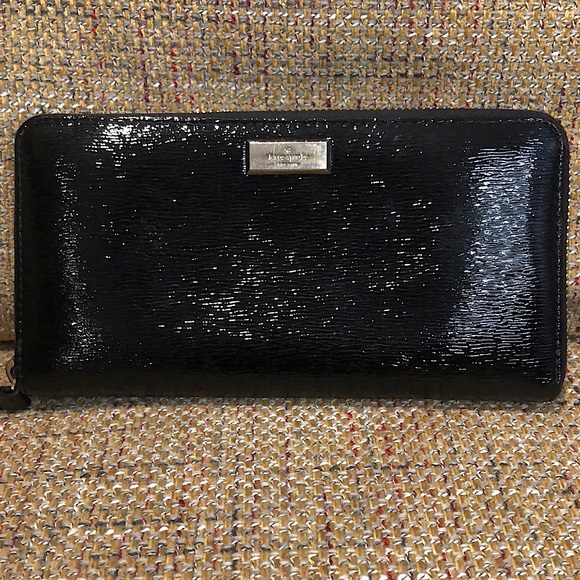 KATE SPADE Black Leather Full Zipper Continental Wallet with Full Coin Section - Picture 1 of 16